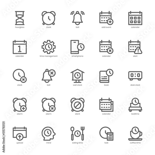 Time and Date icon pack for your website, mobile, presentation, and logo design. Time and Date icon outline design. Vector graphics illustration and editable stroke.