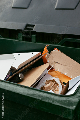 Cardboard paper trash bin photo