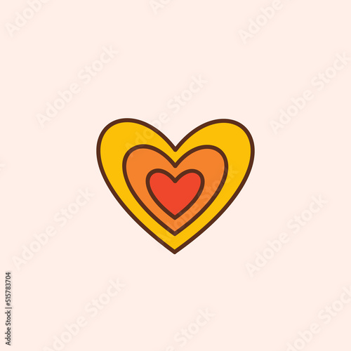 Retro groovy heart. Colorful vector illustration in vintage style. Nostalgic 70s 60s design element or icon