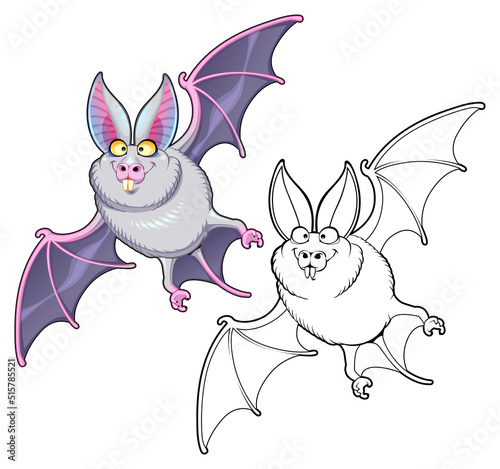 Funny bat in both colored a...