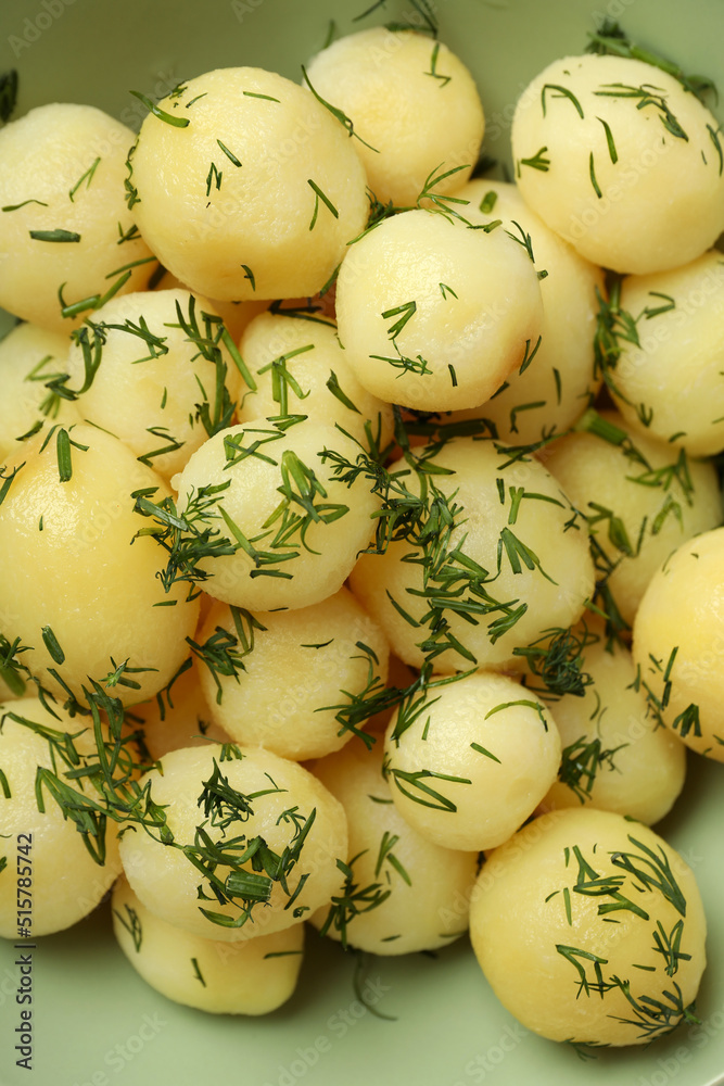 Concept of tasty food with boiled young potatoes Concept of tasty food with boiled young potatoes