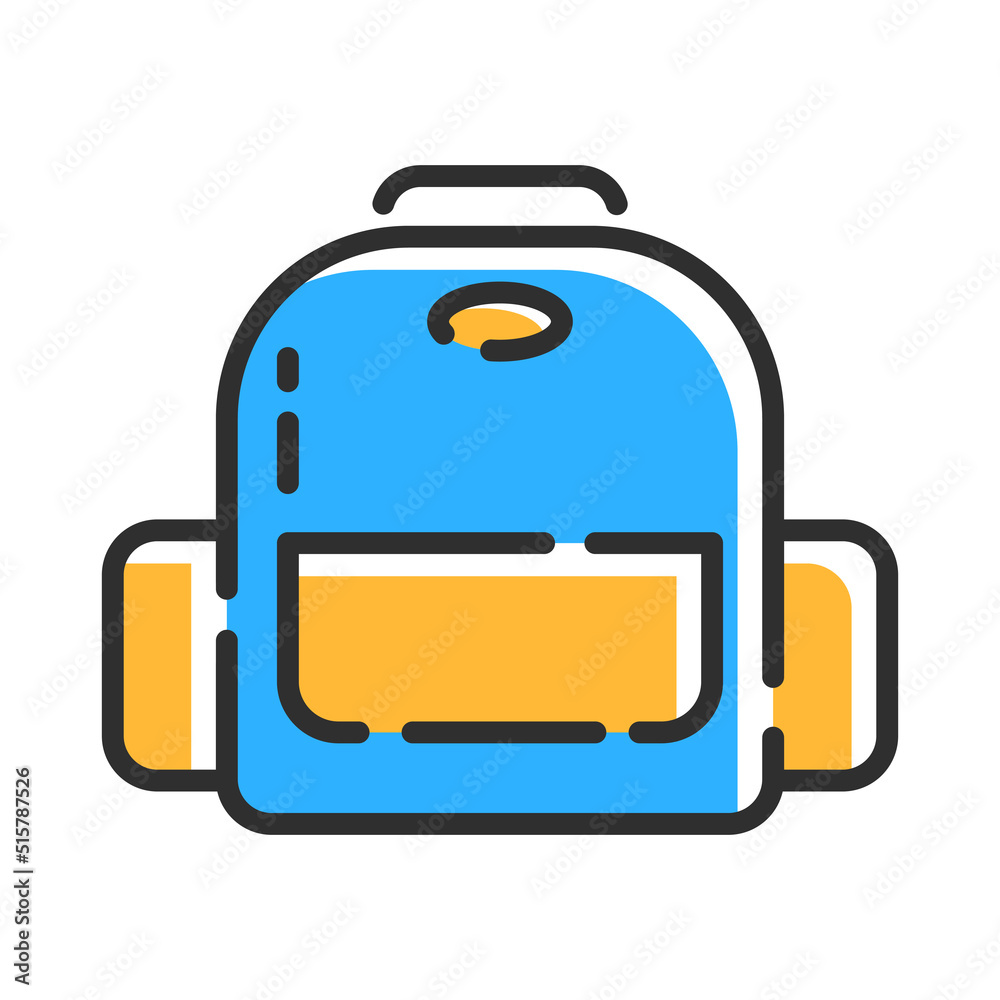 School backpack line icon. Education outline logo in color. Vector illustration concept. School backpack line icon. Education outline logo in color. Vector illustration concept.