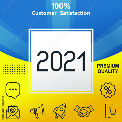 2021 vector glyph color icon. With yellow and blue background option.