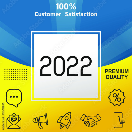 2022 vector glyph color icon. With yellow and blue background option