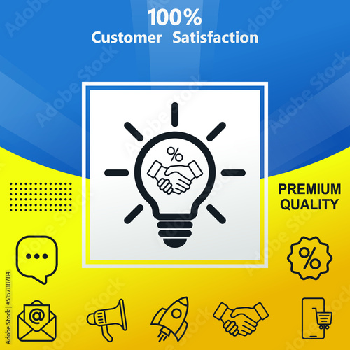 Commissionin bulb vector glyph color icon. With yellow and blue background option photo