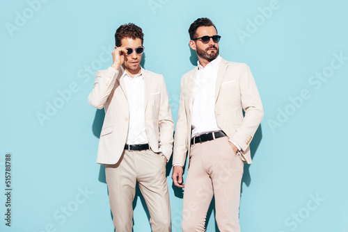 Canvastavla Portrait of two handsome confident stylish hipster lambersexual models