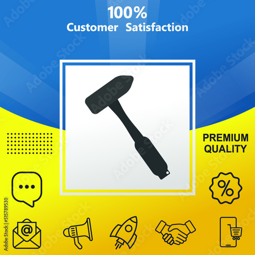 Hammer vector glyph color icon. With yellow and blue background option.