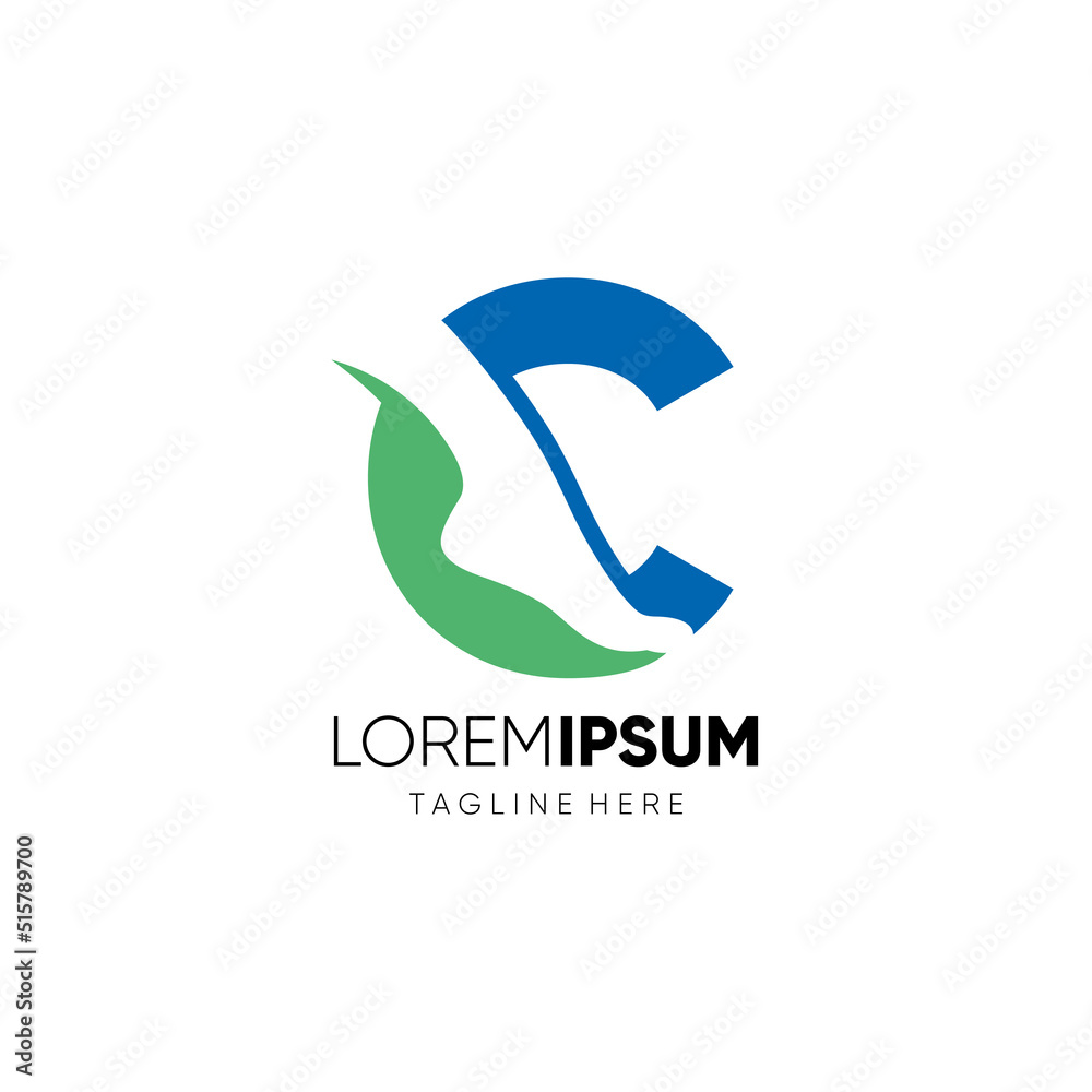 Letter C Foot Care or Ankle Logo Design Vector Icon Graphic Emblem Illustration
