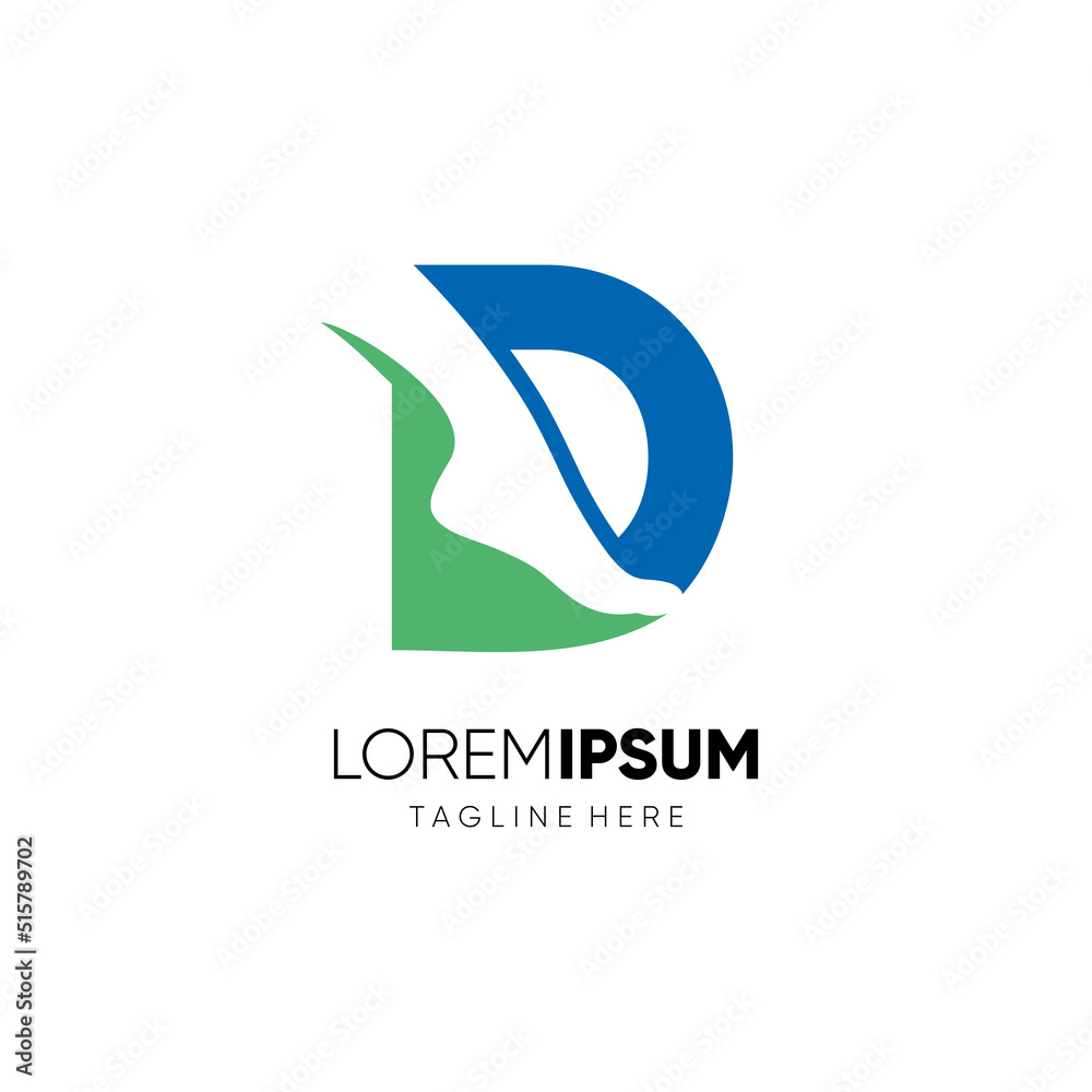 Fototapeta premium Letter D Foot Care or Ankle Logo Design Vector Icon Graphic Emblem Illustration