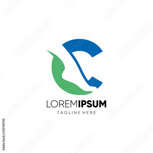 Letter C Foot Care or Ankle Logo Design Vector Icon Graphic Emblem Illustration