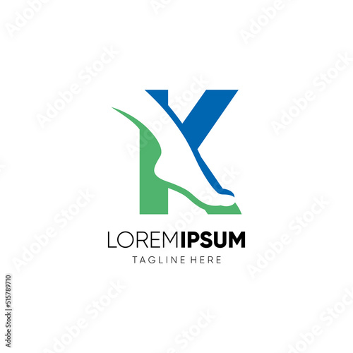 Letter K Foot Care or Ankle Logo Design Vector Icon Graphic Emblem Illustration