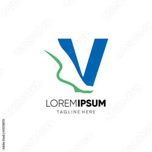Letter V Foot Care or Ankle Logo Design Vector Icon Graphic Emblem Illustration