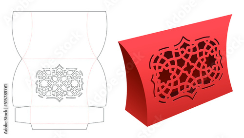 stenciled box die cut and 3D mockup