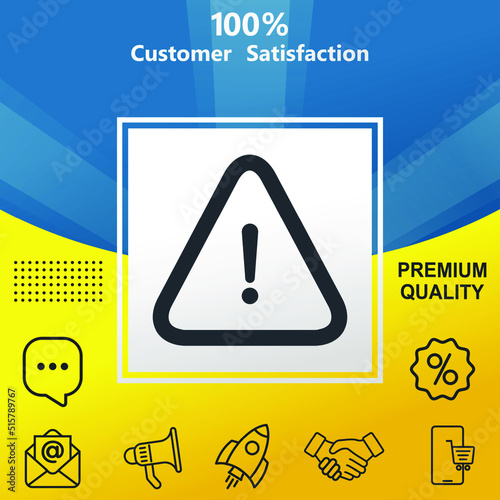 Hazard warning vector glyph color icon. With yellow and blue background option.
