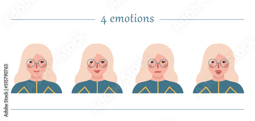 Girls portraits. Set of vector