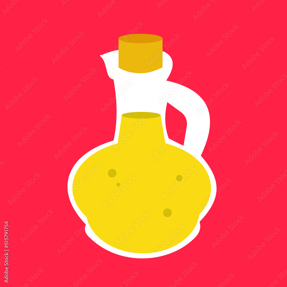 Jug with vegetable oil with cork Jug with vegetable oil with cork