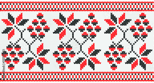   Vintage traditional abstract ornament pattern design, Traditional Ukrainian red embroidery 