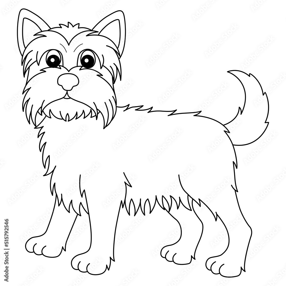 Yorkshire Terrier Isolated Coloring Page for Kids Stock Vector | Adobe ...