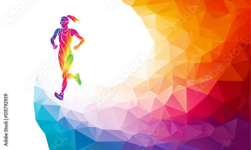 Runner or jogging. Abstract Vector silhouette of runnig woman photo