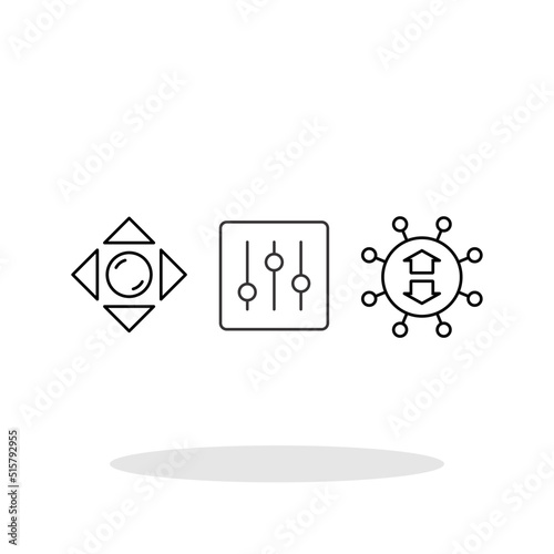 Control icon set in trendy flat style. Controling symbol for your web site design, logo, app, UI Vector EPS 10.
