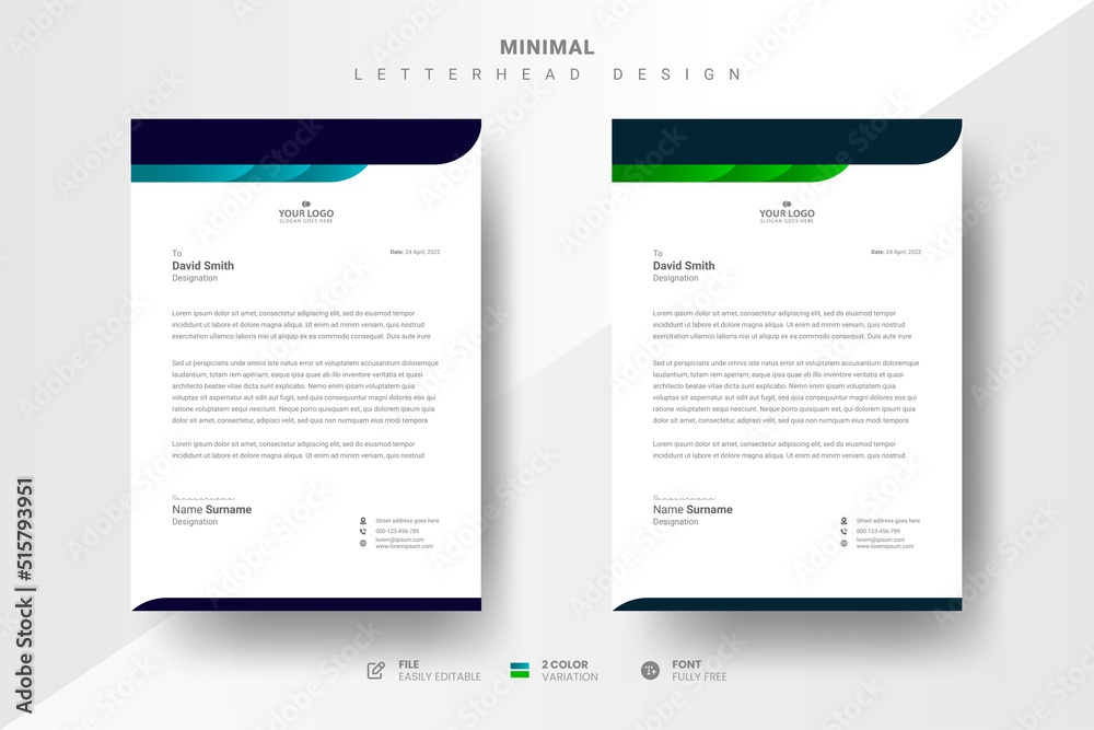 Minimal letterhead design template