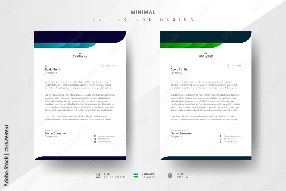 Minimal letterhead design template Minimal letterhead design template