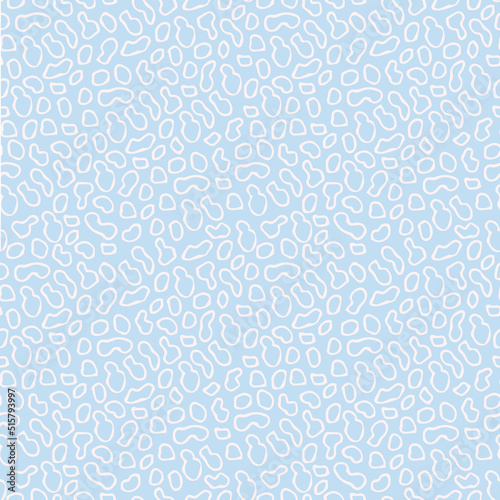 abstract seamless cute pattern. Tile background is blue with an original white pattern in the form of stylized matis ovals. Vector illustration, hand drawn
