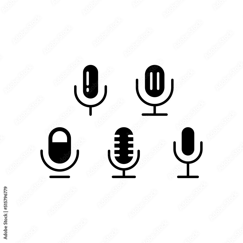 Microphone Icon Set Vector Symbol Design Illustration