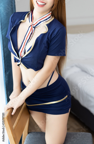 Sexy woman body in air hostess costume
