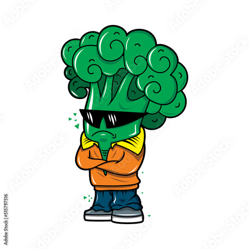 cool stylish broccoli character design 