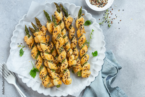asparagus and bacon  puff pastry spirals