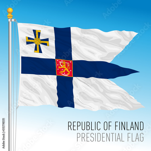 Finland official presidential flag, Republic of Finland, European Union, vector illustration