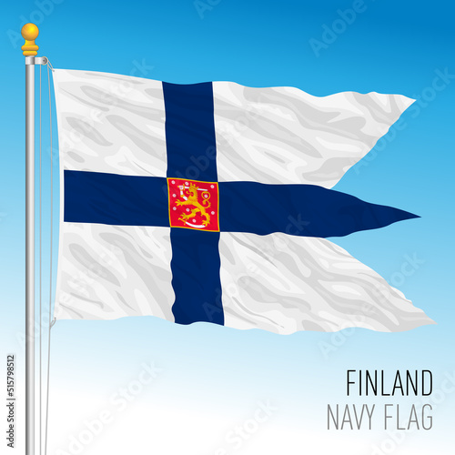 Finland official Navy flag, Republic of Finland, European Union, vector illustration