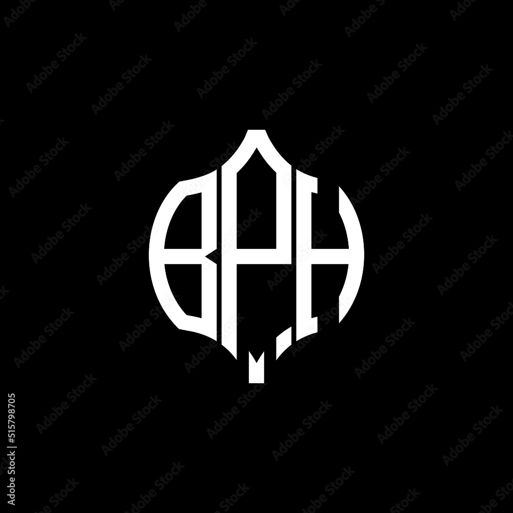 BPH letter logo. BPH best black background vector image. BPH Monogram ...