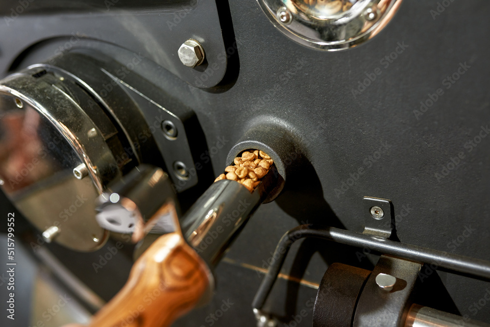 Coffee roasting machine with organic green beans Coffee roasting machine with organic green beans