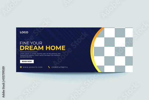 Real estate Facebook cover banner template design, Set of elegant modern abstract home for sale real estate Facebook cover, banner, social media post, 