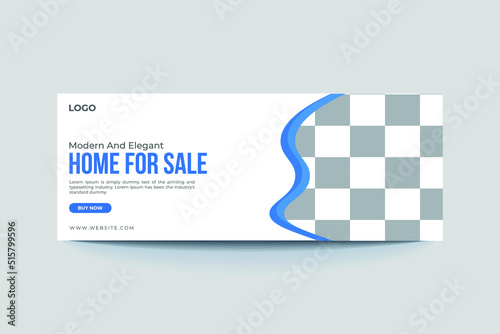 Real estate Facebook cover banner template design, Set of elegant modern abstract home for sale real estate Facebook cover, banner, social media post, 