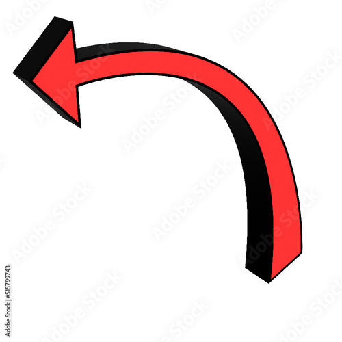 red left arrow isolated on white
