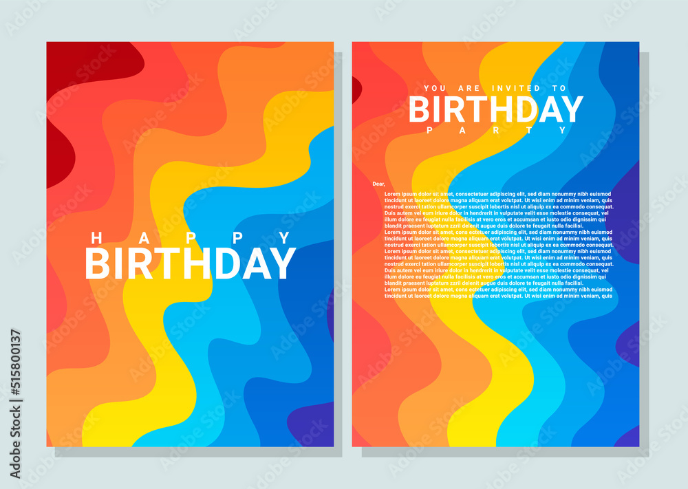 Party Card Simple Background Colorful wavy texture background minimal birthday party invitation card ...