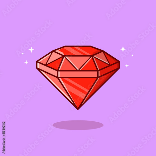 Diamond Cartoon Vector Icon Illustration. Wealth Object Icon Concept Isolated Premium Vector. Flat Cartoon Style