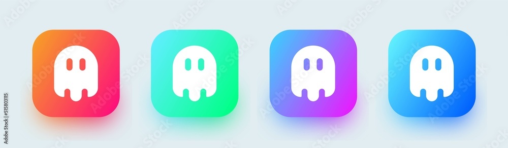 Ghost solid icon in square gradient colors. Spooky spirit signs vector illustration. Ghost solid icon in square gradient colors. Spooky spirit signs vector illustration.
