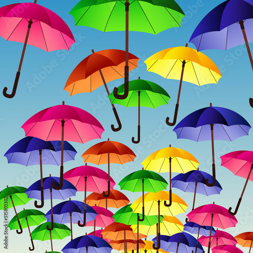flying umbrella festival against the sky