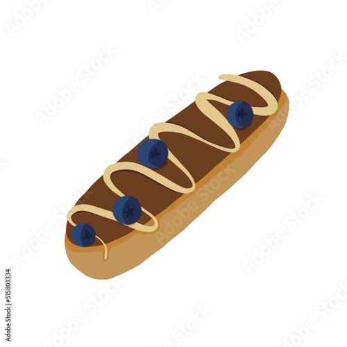Chocolate eclair icon cartoon vector. Dessert food. Pastry bakery