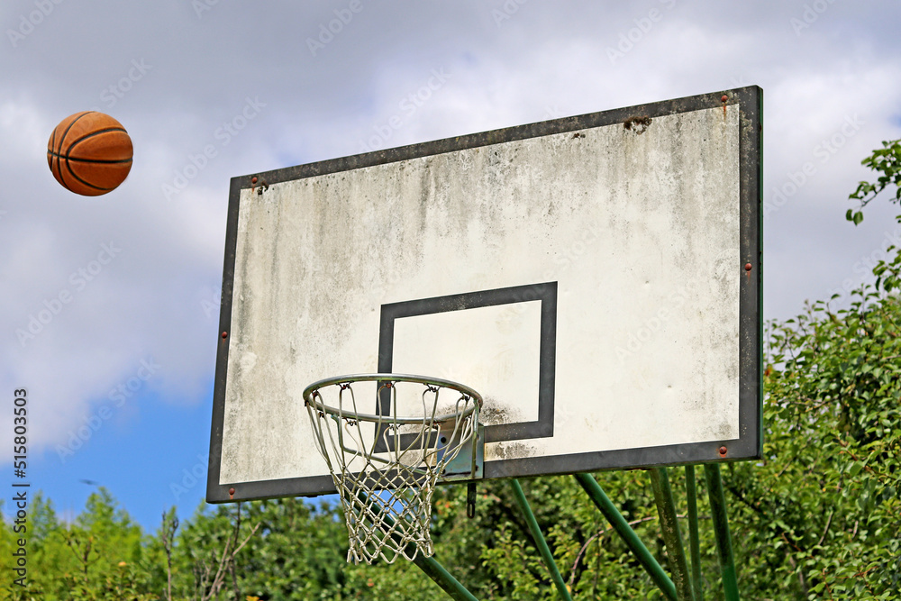 Basket shot. The basketball court in a public park