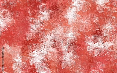 Light Red vector abstract background with flowers.