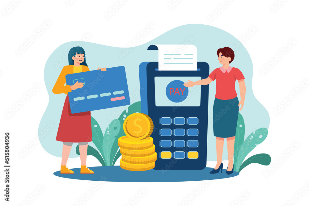 Customer Service flat illustration concept on white background Customer Service flat illustration concept on white background