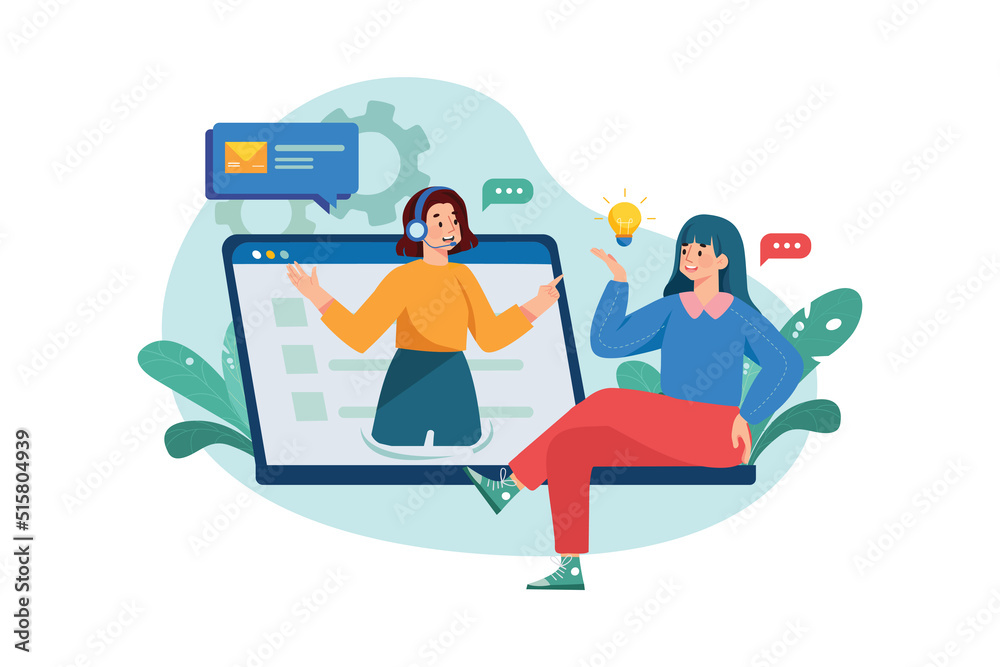 Customer Service flat illustration concept on white background