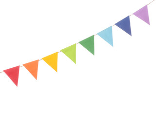 Festive bunting flags isolated on white