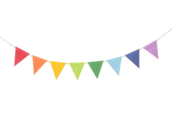 Festive bunting flags isolated on white