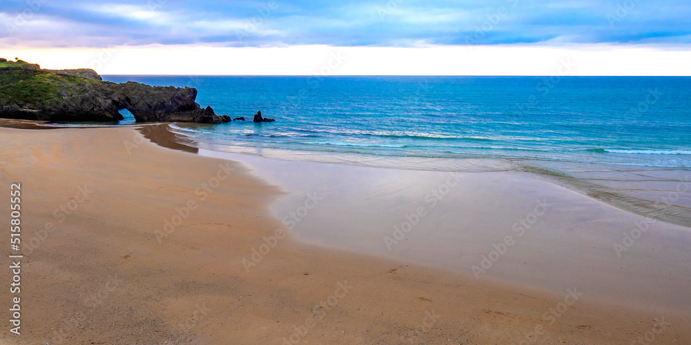 Beach of San Antolín, Protrected Landscape of the Oriental Coast of Asturias, Naves, Llanes, Asturias, Spain, Europe